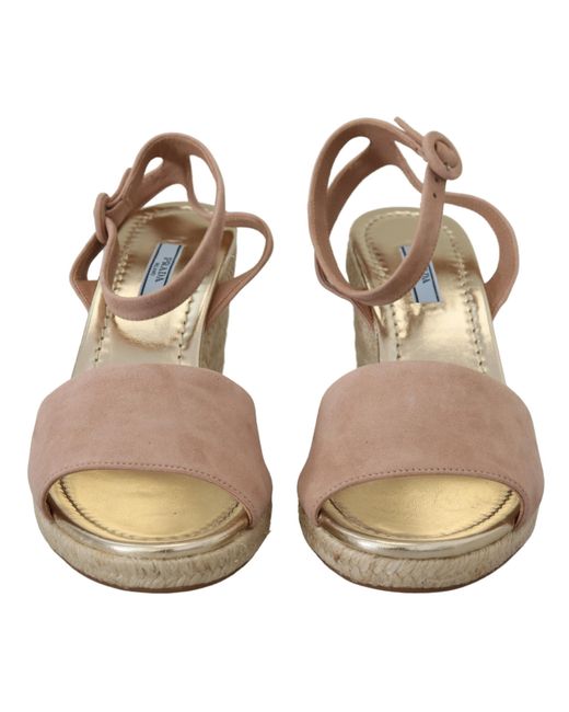 Prada Brown Suede Leather Ankle Strap Sandals