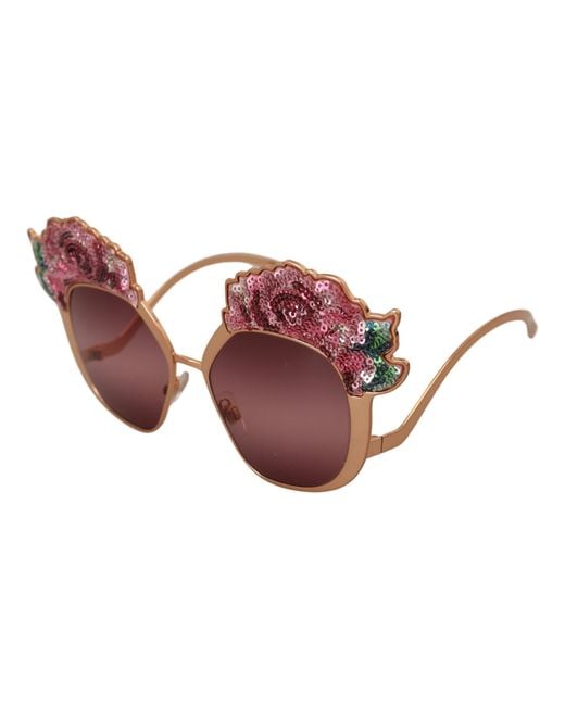 Dolce & Gabbana Pink Rose Sequin Embroidery Dg2202 Sunglasses