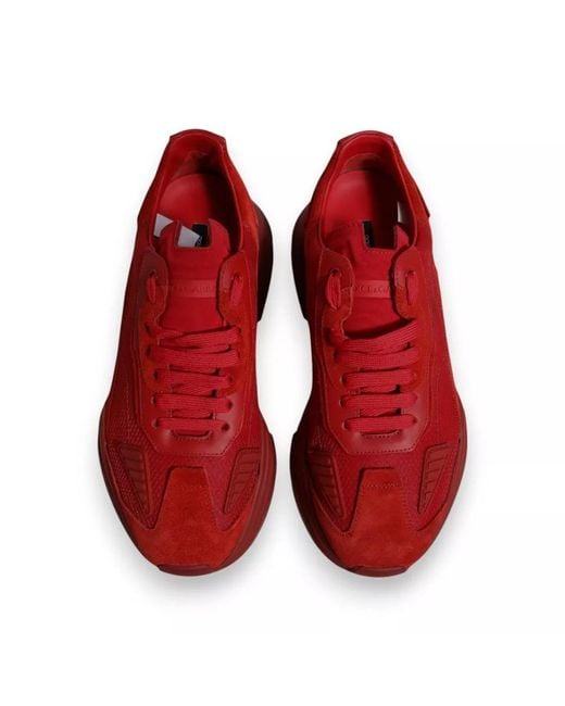 Dolce & Gabbana Red Portofino Sneakers Casual Suede for men