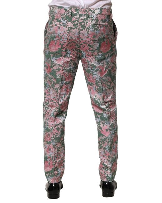 Dolce & Gabbana Gray Floral Jacquard Pants for men
