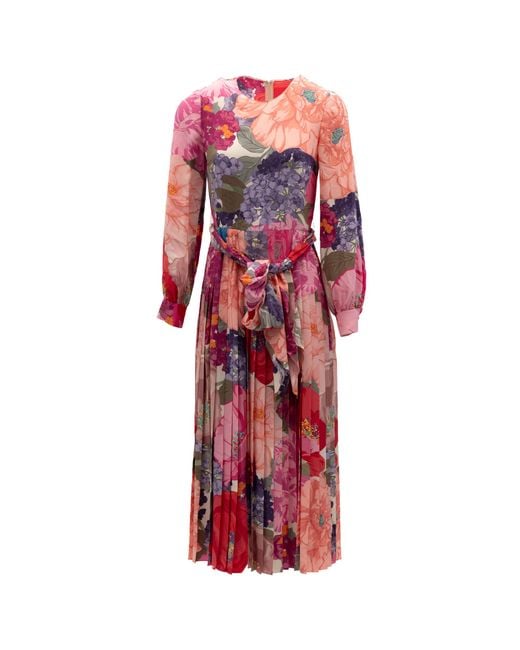 Valentino Garavani Red Multi-Color Floral Dress