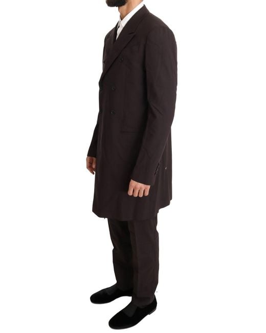 Dolce & Gabbana Black Wool Stretch Long 3 Piece Suit for men