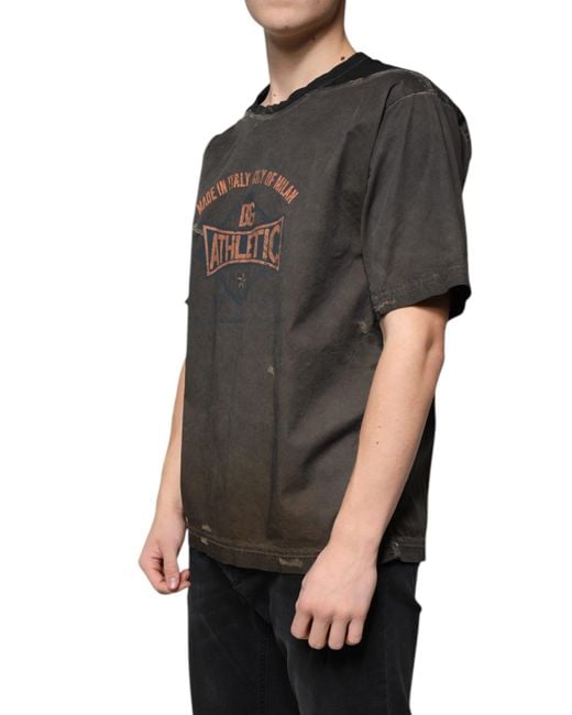 Dolce & Gabbana Black Graphic Tee Athletic Style for men