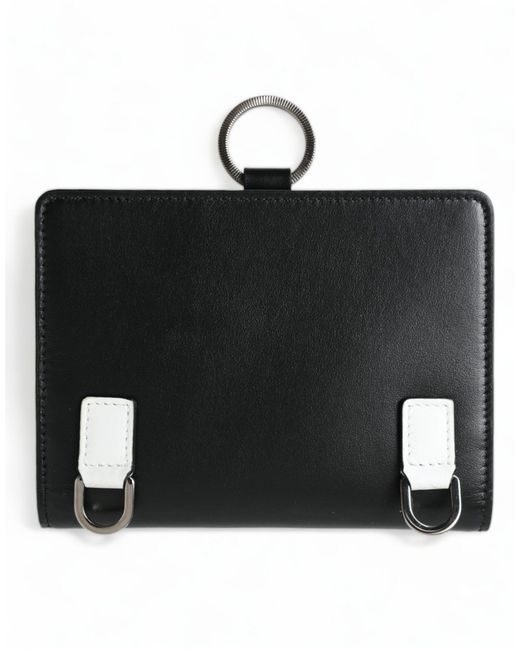 Dolce & Gabbana Black Leather Crystal Embellished Card Holder Wallet