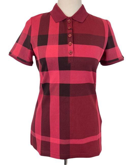 Burberry Peony Rose Cotton Checkered Polo Shirt S 80041188 - Save 18% | Lyst