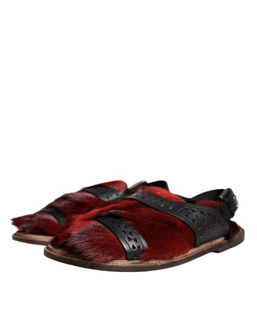 Dolce & Gabbana Red Flat Sandals for men