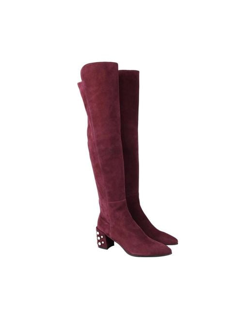 Stuart Weitzman Red Suede Knee High Boot
