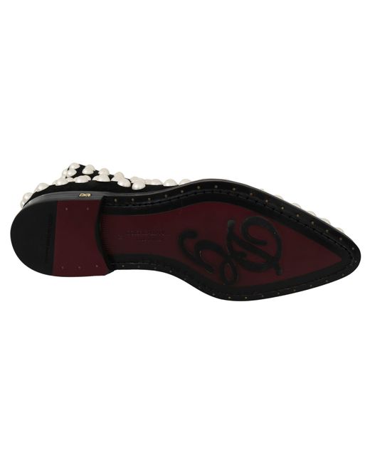 Dolce & Gabbana Black Suede Pearl Studs Boots Shoes