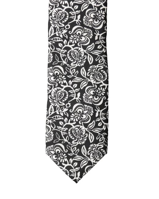 Dolce & Gabbana White Floral Fantasy Silk Adjustable Necktie Tie And for men