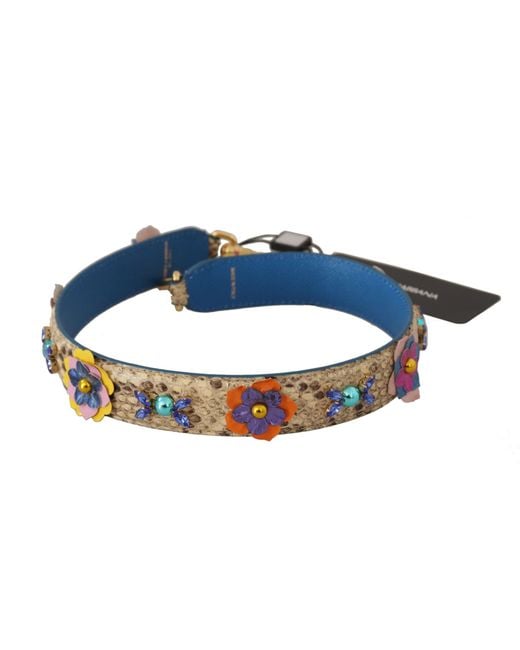 Dolce & Gabbana Black Python Leather Floral Studded Shoulder Strap