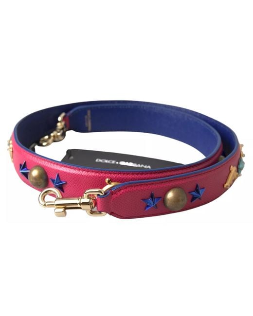 Dolce & Gabbana Blue Exotic Leather Studded Shoulder Strap Accessory