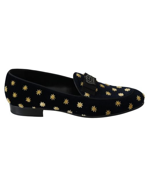 Dolce & Gabbana Elegant Velvet Crown Embroidery Loafers in  display picture 3