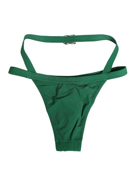 Dolce & Gabbana Green Logo Plaque Nylon Brief Panty Underwear Elastane Clothing
