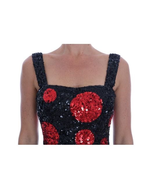 Dolce & Gabbana Black Polka Sequined Shift Dress