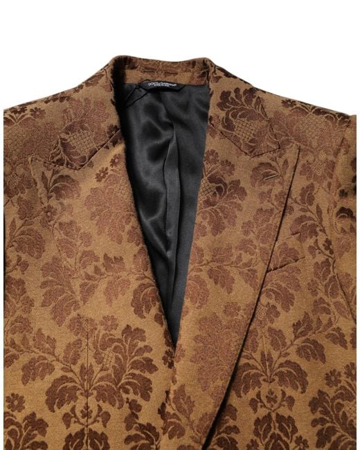 Dolce & Gabbana Brown Damask Pattern Suit for men