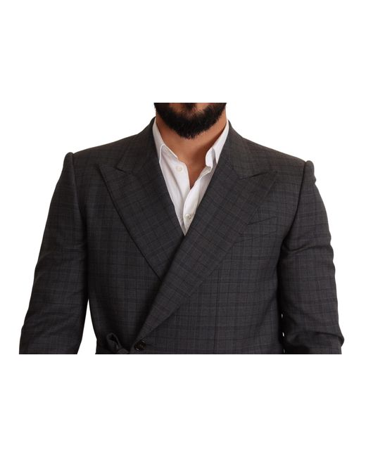 Dolce & Gabbana Black Check Wool Slim Fit Blazer Jacket for men