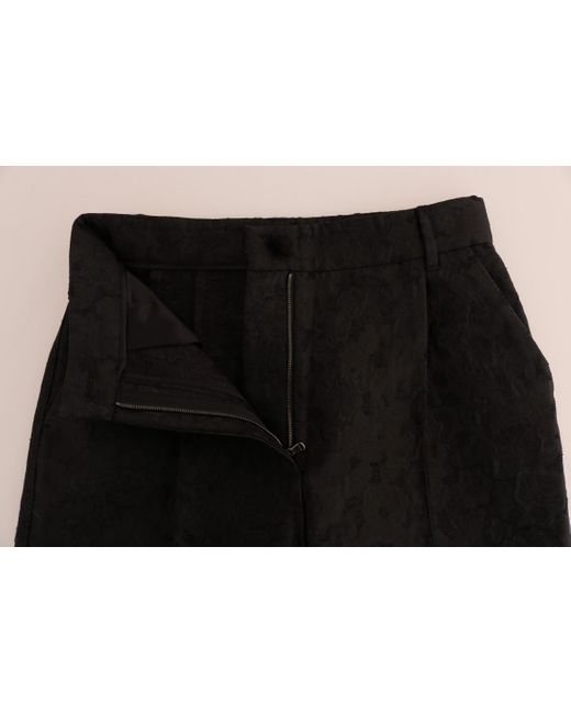 Dolce & Gabbana Black Floral Brocade Capri Pants