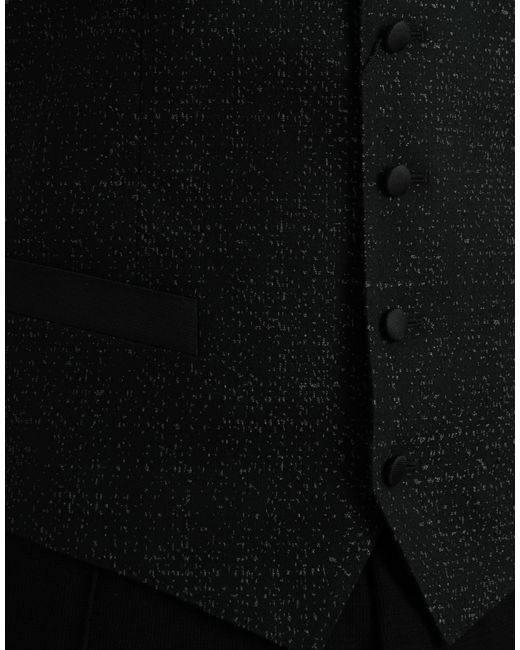 Dolce & Gabbana Black Silk Waistcoat Dress Formal Vest for men