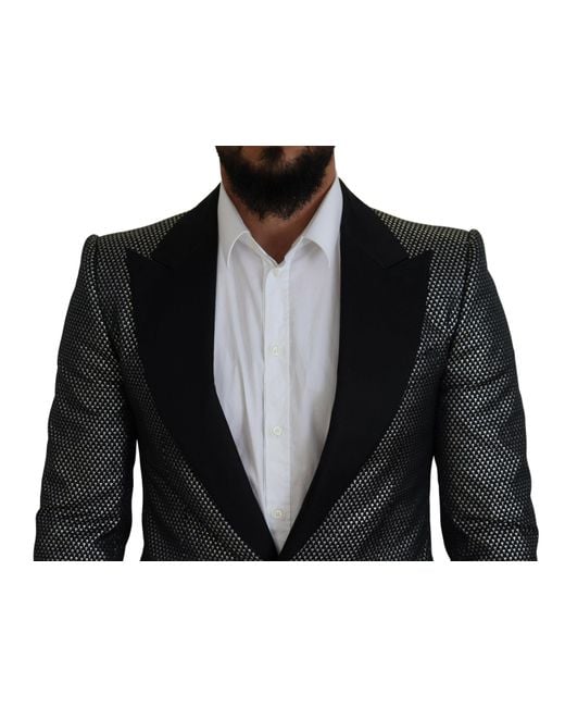 Dolce & Gabbana Black Elegant Jacquard Single Breasted Blazer for men