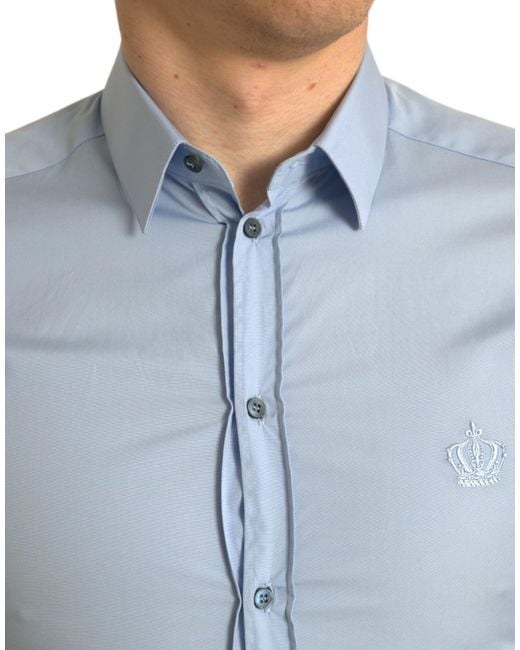 Dolce & Gabbana Blue Sky Cotton Formal Dress Shirt for men