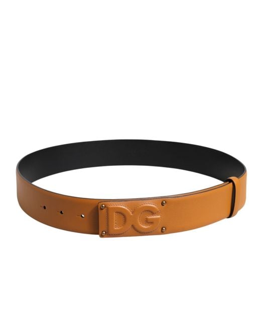Dolce & Gabbana Brown Leather Belt With Embossed Logo for men