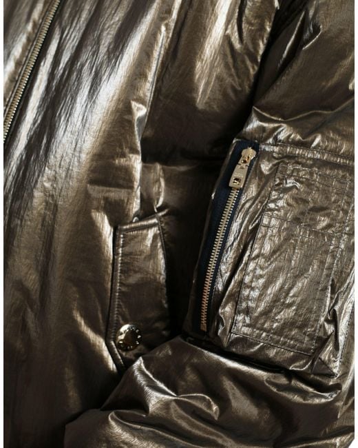 Dolce & Gabbana Brown Nylon Full Zip Bomber Jacket for men