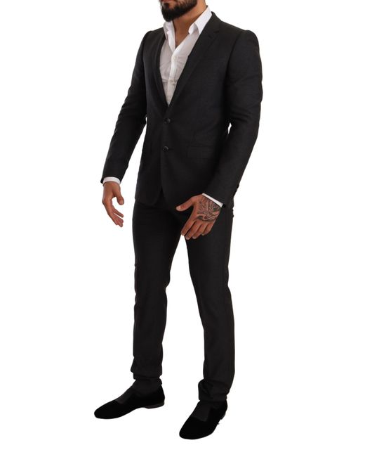 Dolce & Gabbana Black Wool Martini Slim Fit Set Suit for men