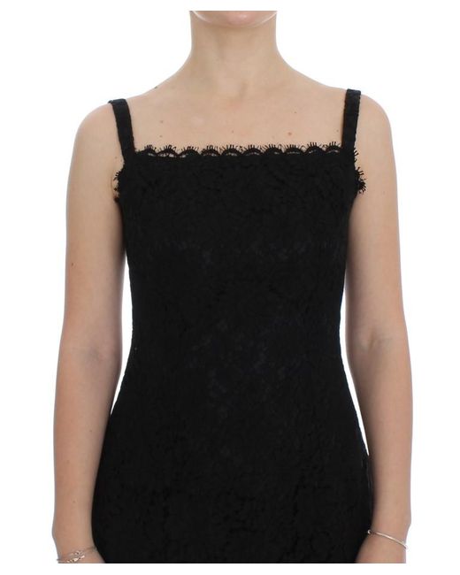 Dolce & Gabbana Black Floral Lace Shift Knee Length Dress