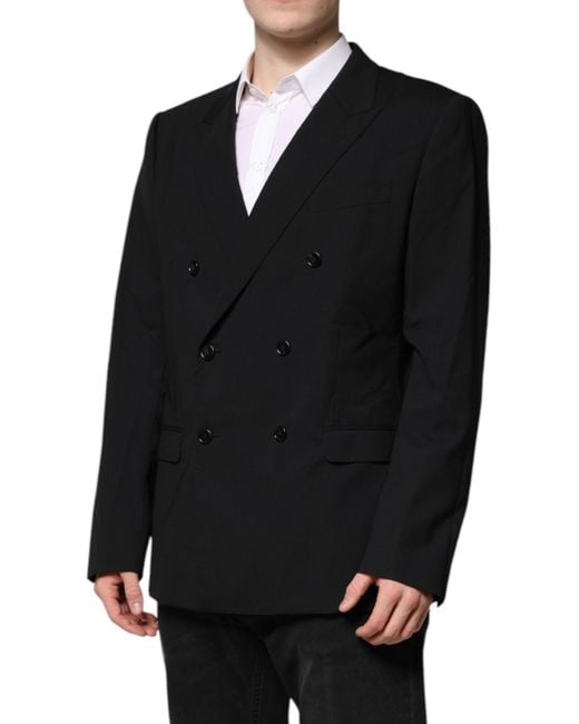 Dolce & Gabbana Black Martini Double Breasted Suit Jacket for men