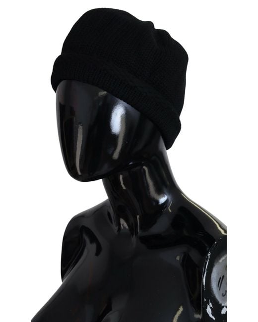 Dolce & Gabbana Black Virgin Wool Winter Beanie Cap Hat