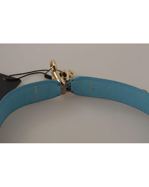 Dolce & Gabbana Green Exotic Leather Crystals Shoulder Strap