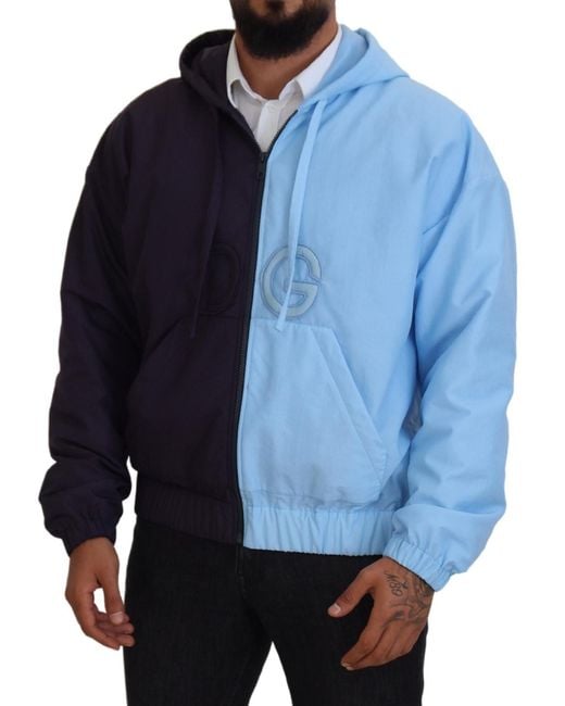 Dolce & Gabbana Blue Dg Hooded Full Zip Jacket for men