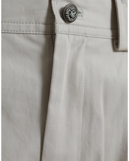 Dolce & Gabbana Gray Cotton High Waist Tapered Pants