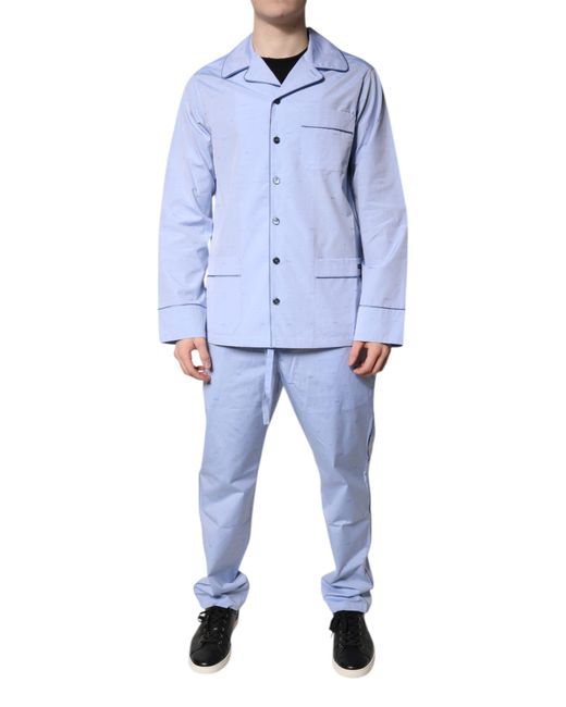 Dolce & Gabbana Blue Dg Logo Cotton Pajama Set Sleepwear for men