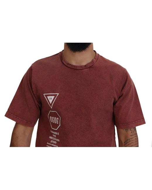 Dolce & Gabbana Red Elegant Printed Cotton Tee for men
