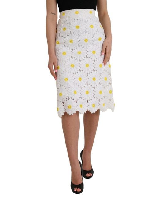 Dolce & Gabbana Multicolor Floral Pencil Straight Lace Skirt