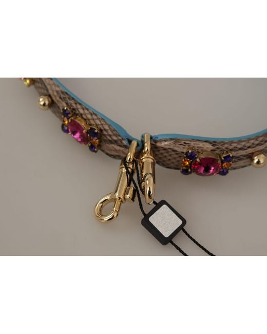 Dolce & Gabbana Green Exotic Leather Crystals Shoulder Strap