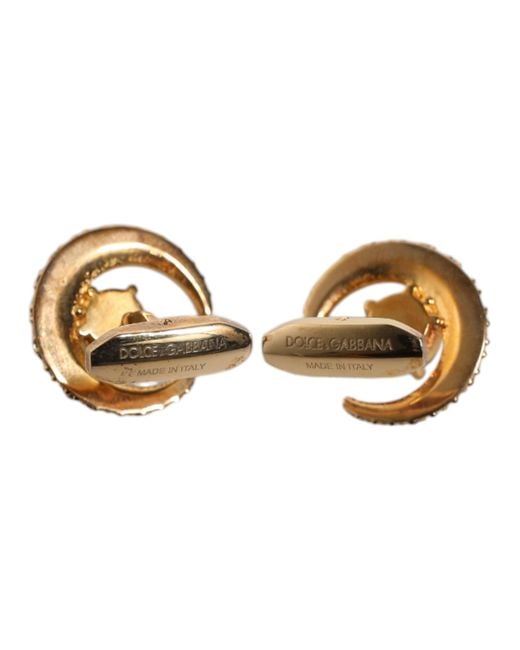 Dolce & Gabbana Metallic Brass Crystal Luna Cufflink for men
