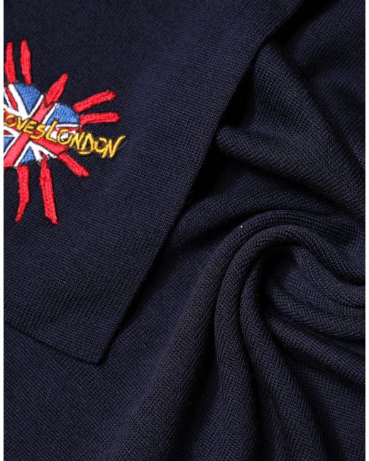 Dolce & Gabbana Blue Wool Dg Loves London Neck Wrap Scarf