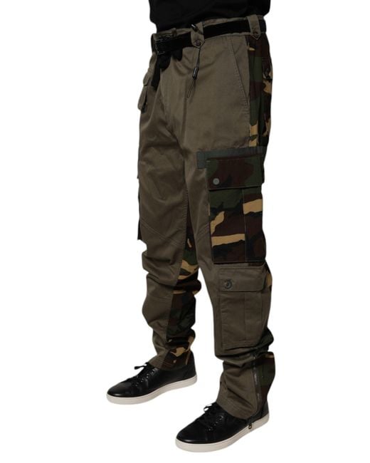 Dolce & Gabbana Black Cargo Pants Camouflage Detail for men
