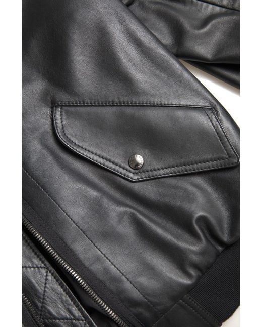 Dolce & Gabbana Black Leather Blouson Full Zip Bomber Jacket for men