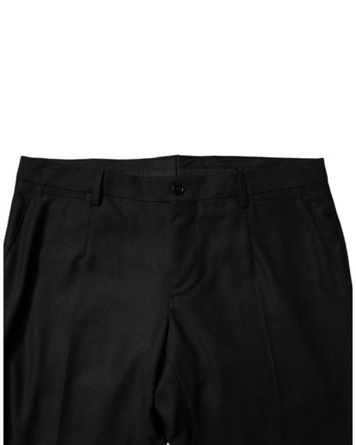Dolce & Gabbana Black Virgin Wool Menskinny Dress Formal Pants for men