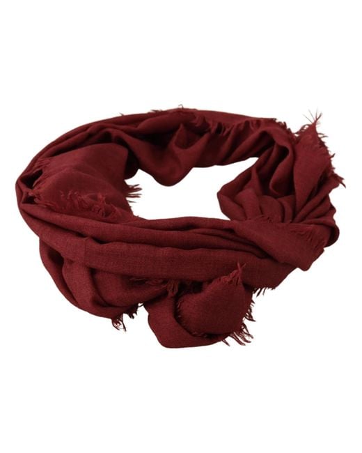 Dolce & Gabbana Red Dg Crown Cashmere Silk Shawl Fringe Wrap Scarf