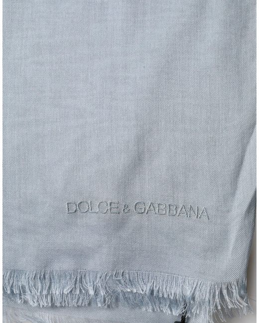Dolce & Gabbana Blue Cashmere Knitted Shawl Pl+Se+Ws Accessory