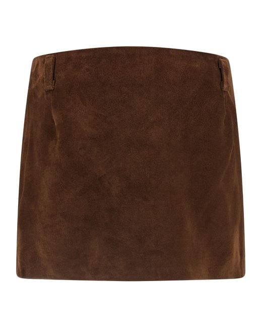 Marni Brown Leather Skirt