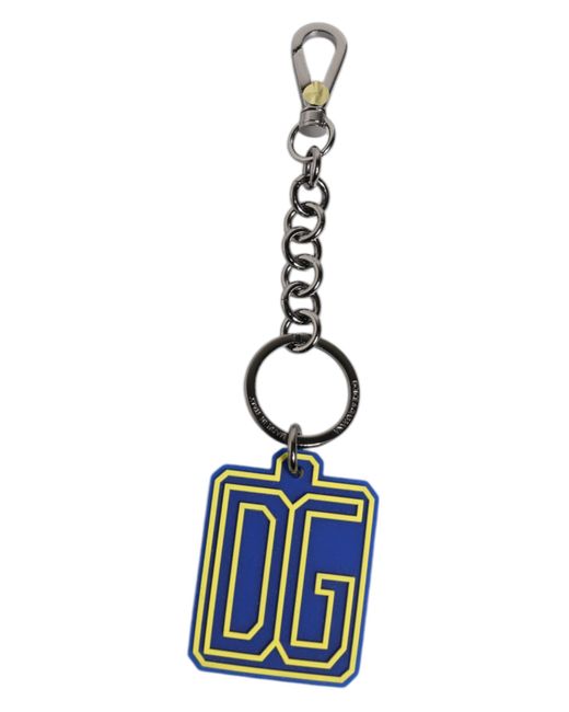 Dolce & Gabbana Blue Dg Rubber Logo Keychain Keyring for men