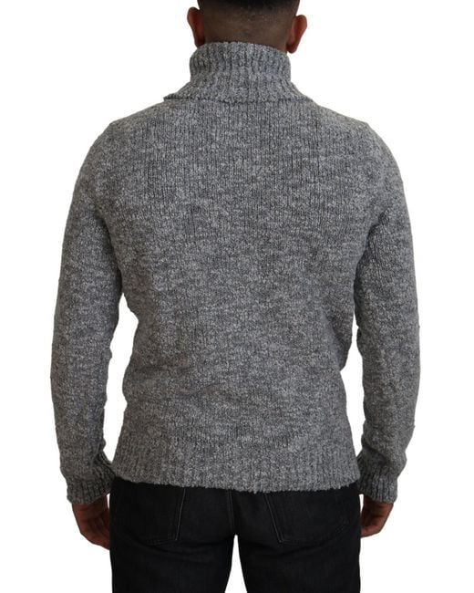 Dolce & Gabbana Gray Wool Knit Turtleneck Pullover Sweater for men