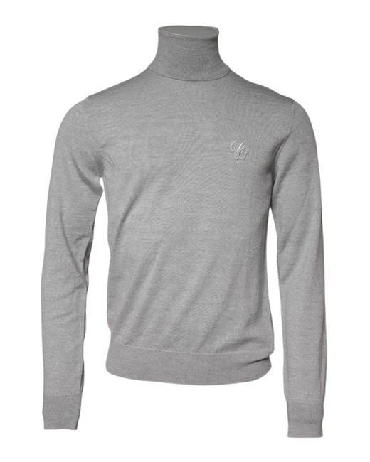 Dolce & Gabbana Gray Wool Knitted Pullover Sweater for men