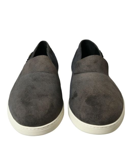 Dolce & Gabbana Black Blue Suede Caimanloafers Slippers Shoes for men