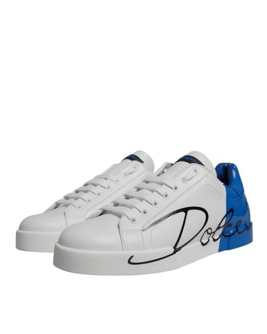 Dolce & Gabbana Gray Leather Logo Low Top Sneakers Shoes And Calf for men